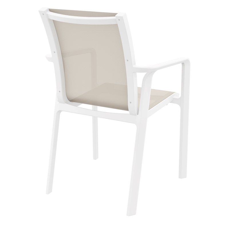 Compamia Pacific Sling Arm Chair in White Frame Taupe Sling
