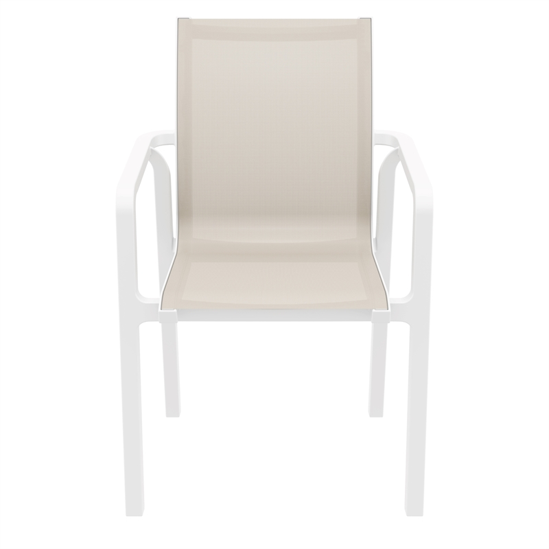 Compamia Pacific Sling Arm Chair in White Frame Taupe Sling
