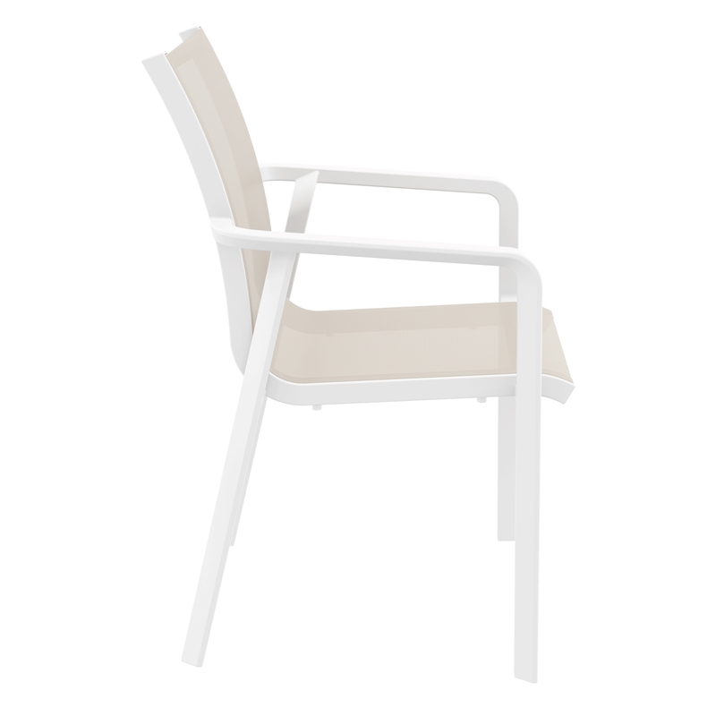 Compamia Pacific Sling Arm Chair in White Frame Taupe Sling