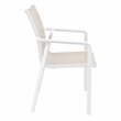 Compamia Pacific Sling Arm Chair in White Frame Taupe Sling