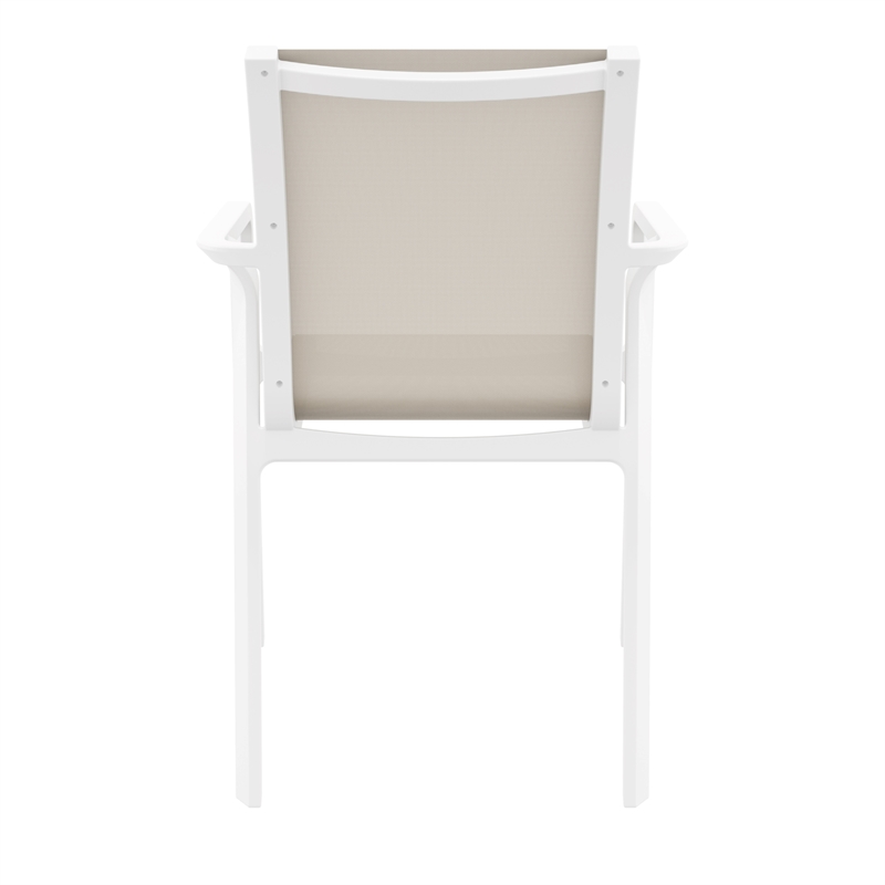 Compamia Pacific Sling Arm Chair in White Frame Taupe Sling