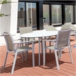 Compamia Pacific Sling Arm Chair in White Frame Taupe Sling