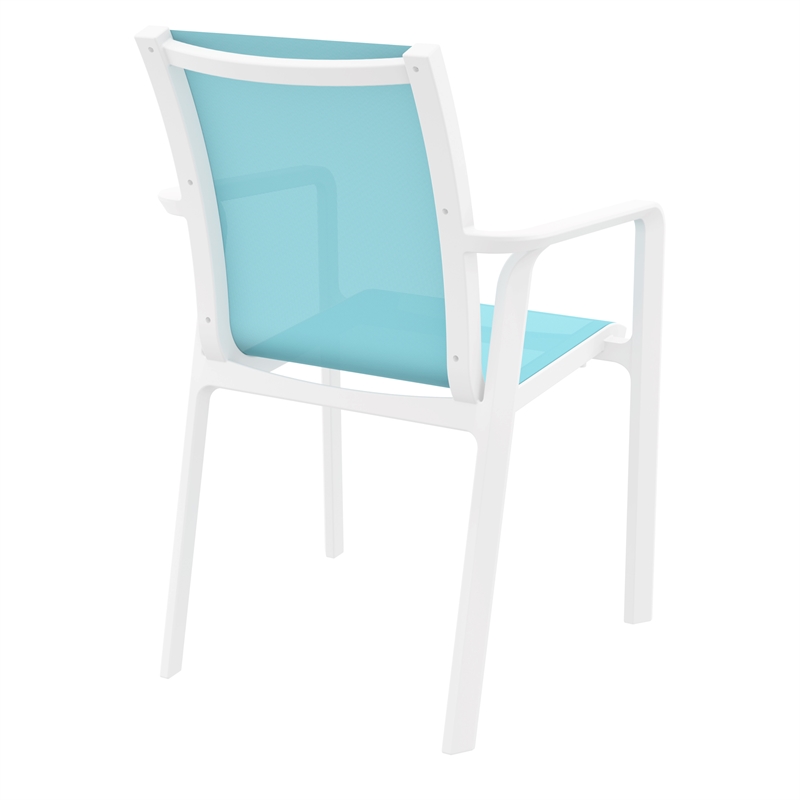 Compamia Pacific Sling Arm Chair in White Frame Turquiose Sling