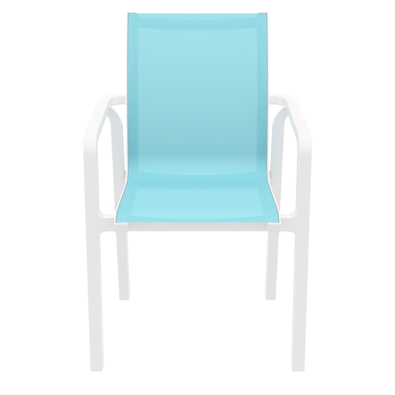Compamia Pacific Sling Arm Chair in White Frame Turquiose Sling