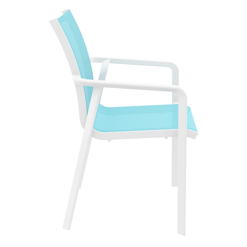 Compamia Pacific Sling Arm Chair in White Frame Turquiose Sling