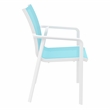 Compamia Pacific Sling Arm Chair in White Frame Turquiose Sling