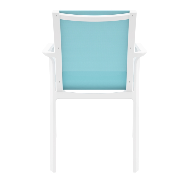 Compamia Pacific Sling Arm Chair in White Frame Turquiose Sling