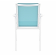 Compamia Pacific Sling Arm Chair in White Frame Turquiose Sling