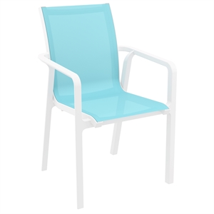 Compamia Pacific Sling Arm Chair in White Frame Turquiose Sling