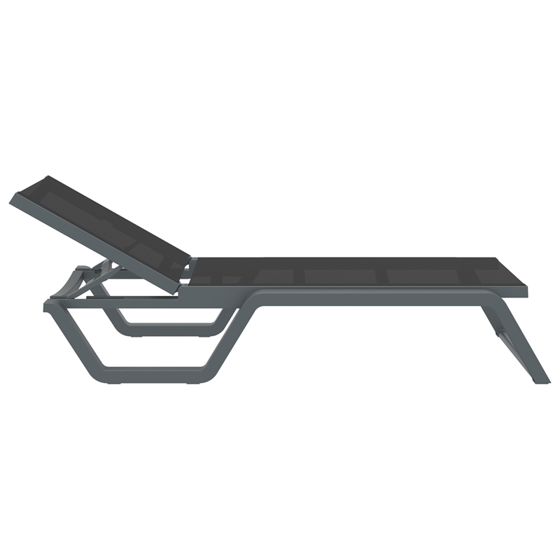 Compamia Rio Sling Chaise in Dark Gray Frame Black Sling