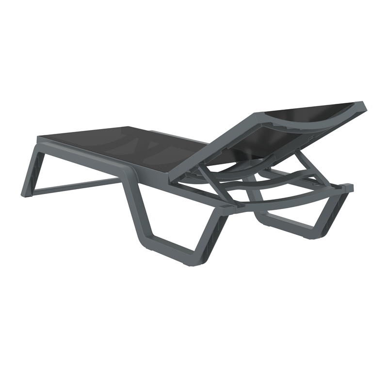 Compamia Rio Sling Chaise in Dark Gray Frame Black Sling