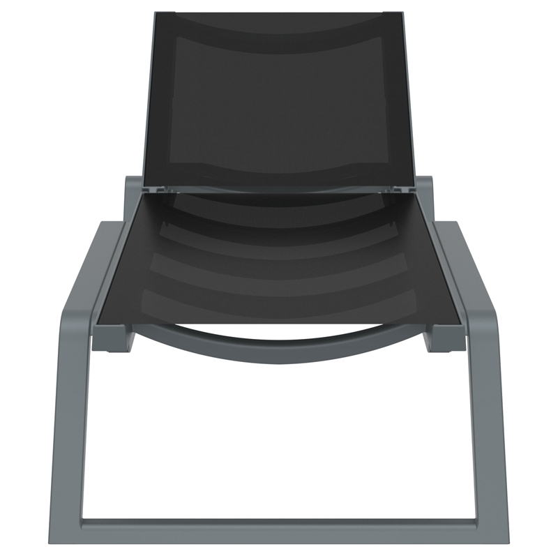 Compamia Rio Sling Chaise in Dark Gray Frame Black Sling