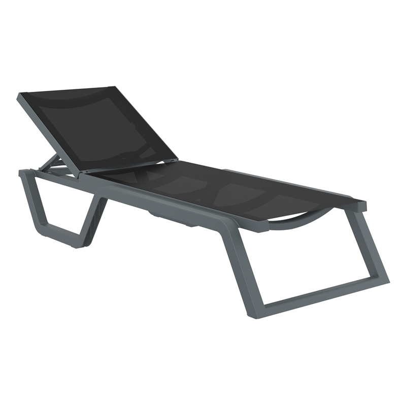 Compamia Rio Sling Chaise in Dark Gray Frame Black Sling