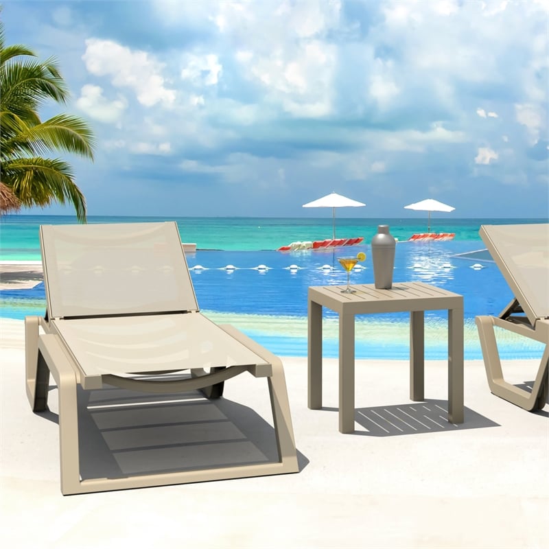 Compamia Rio Sling Chaise in Taupe Frame Taupe Sling