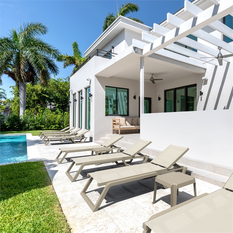 Compamia Rio Sling Chaise in Taupe Frame Taupe Sling