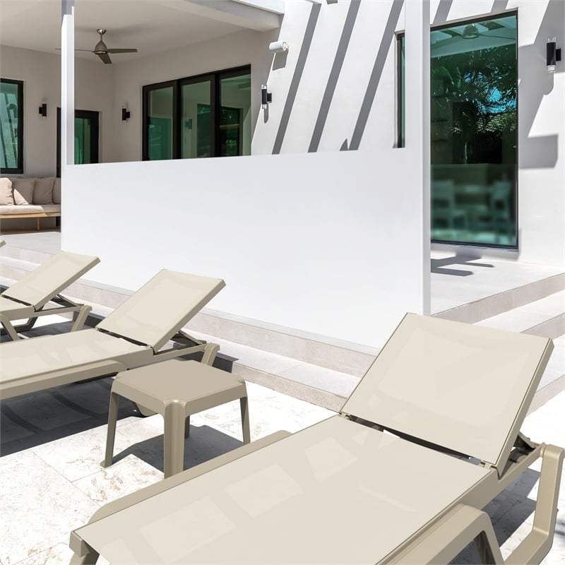 Compamia Rio Sling Chaise in Taupe Frame Taupe Sling