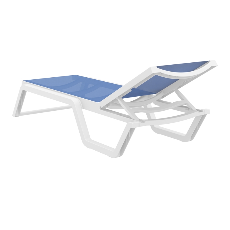 Compamia Rio Sling Chaise in White Frame Blue Sling