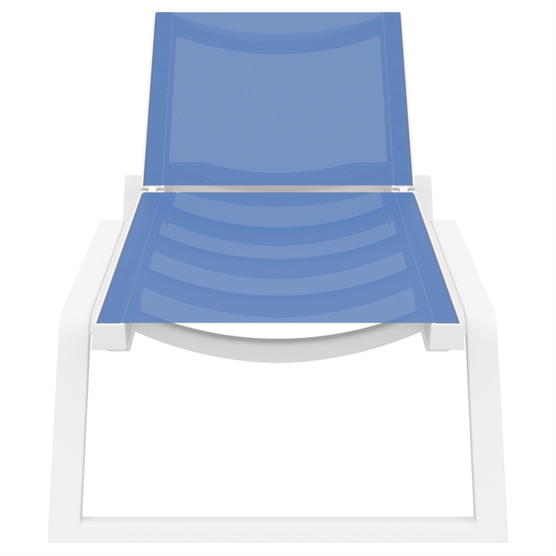 Compamia Rio Sling Chaise in White Frame Blue Sling