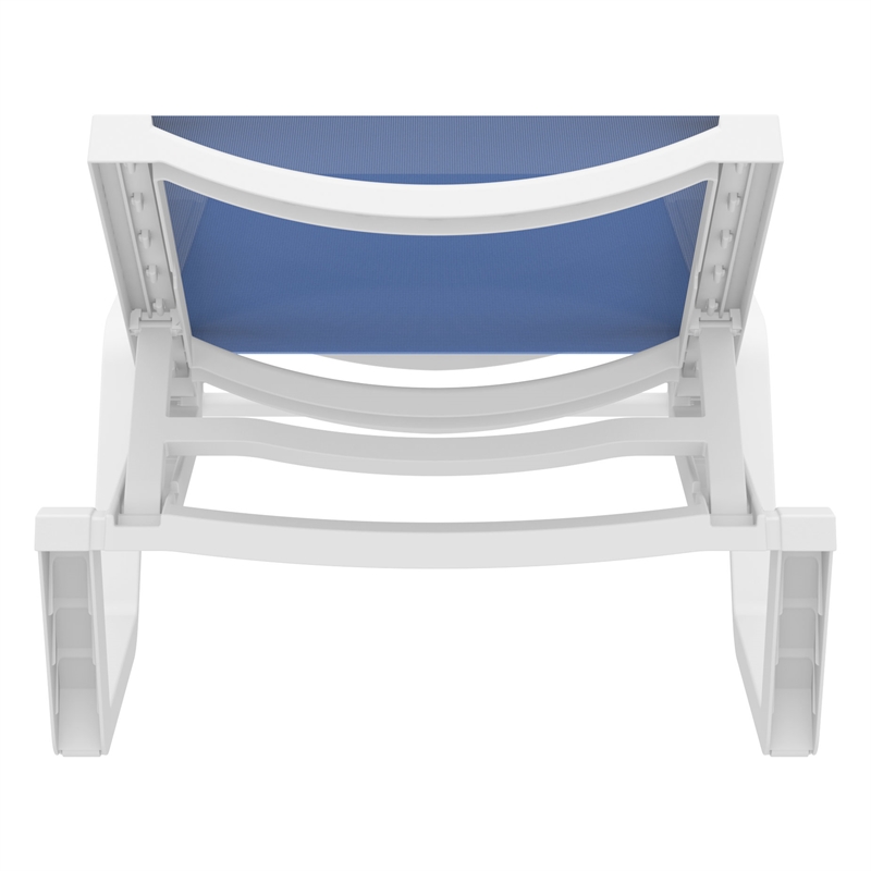 Compamia Rio Sling Chaise in White Frame Blue Sling