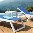 Compamia Rio Sling Chaise in White Frame Blue Sling
