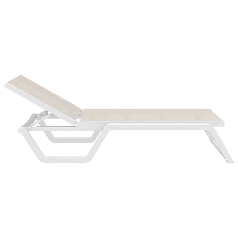 Compamia Rio Sling Chaise in White Frame Taupe Sling