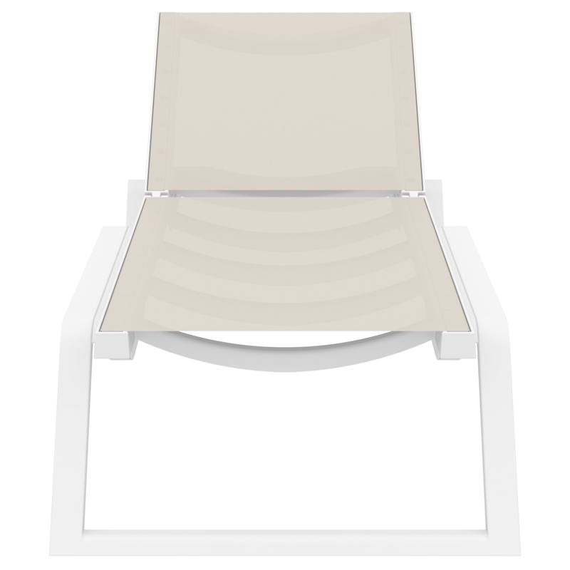 Compamia Rio Sling Chaise in White Frame Taupe Sling