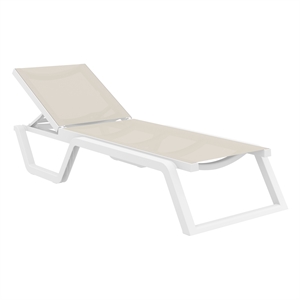Compamia Rio Sling Chaise in White Frame Taupe Sling