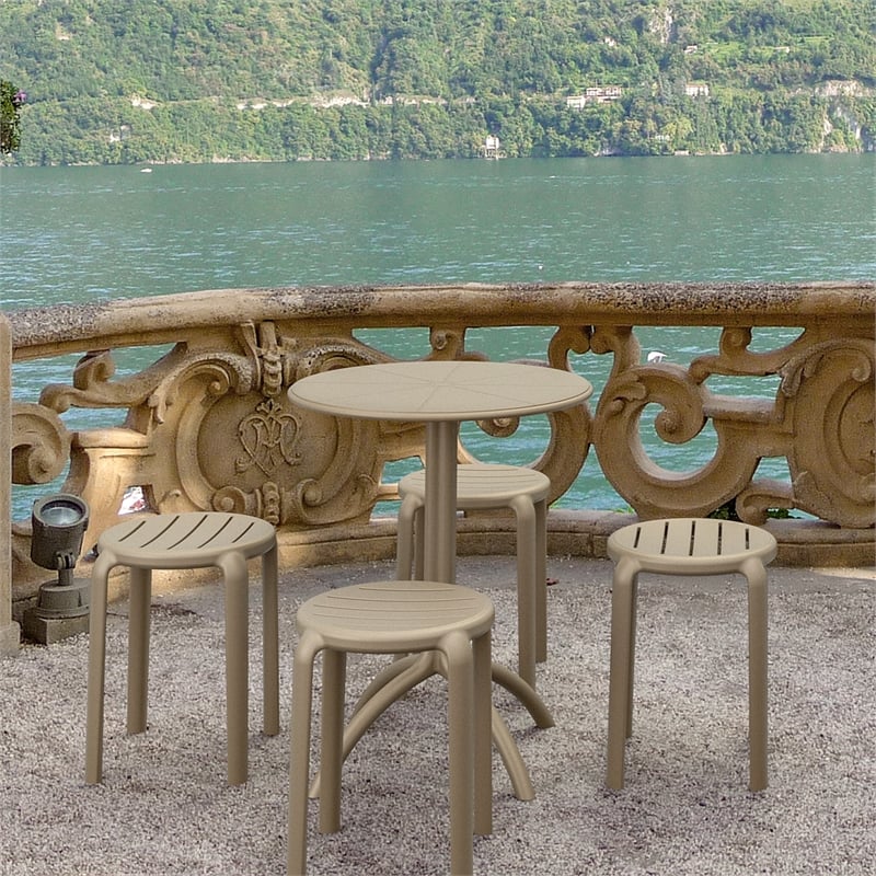 Compamia Tom Resin Dining Stool in Taupe Finish