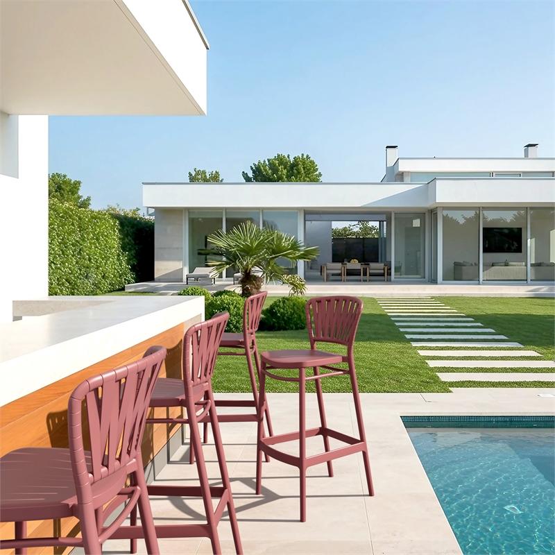 Compamia Portofino Bar Stool in Marsala Finish