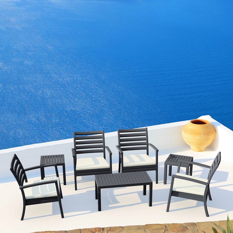Compamia Artemis 7 Piece XL Club Seating Set in Dark Gray