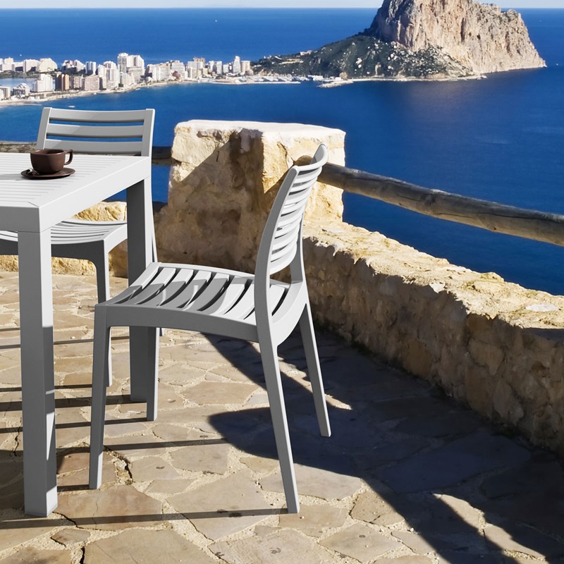 Compamia Ares Outdoor Patio Dining Chair in Silver Gray