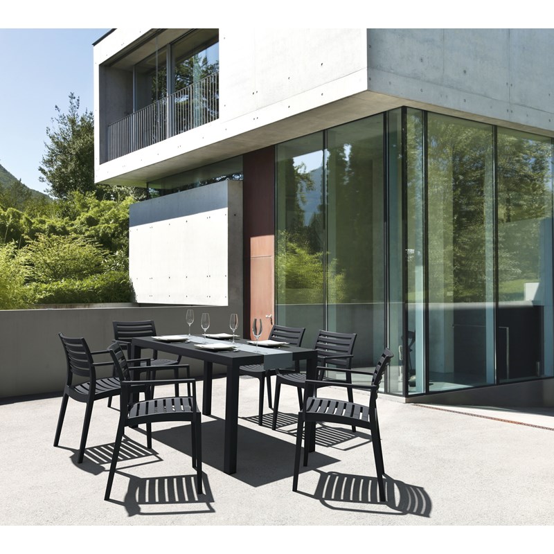 Compamia Artemis Outdoor Patio Dining Arm Chair in Black
