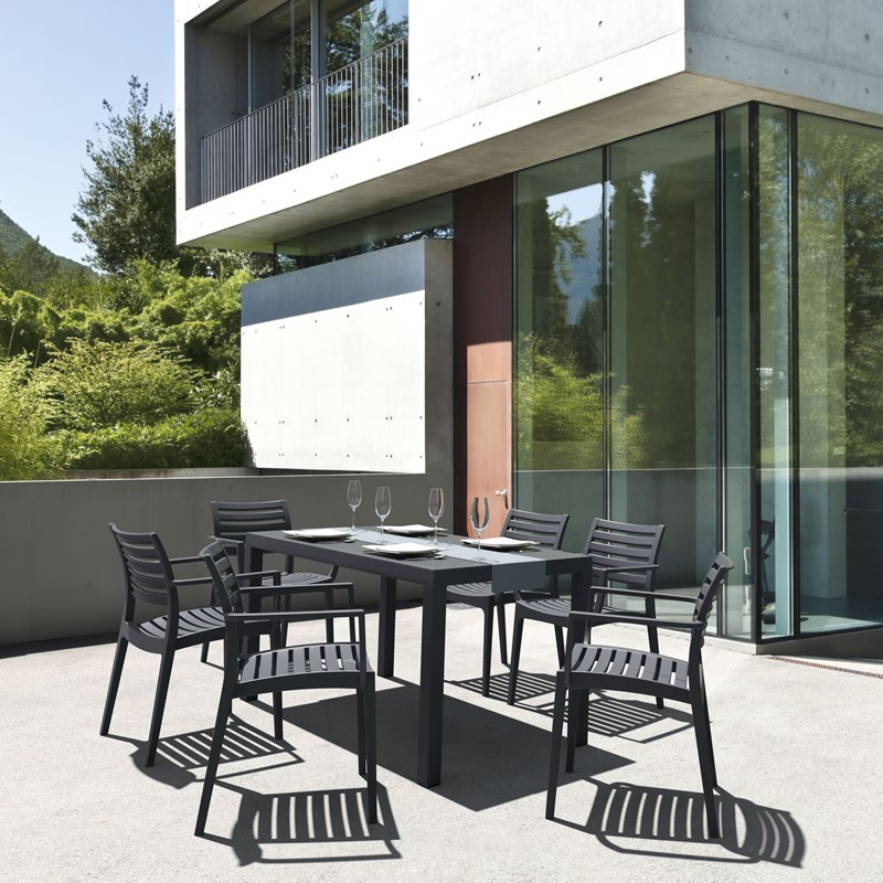 Compamia Artemis Outdoor Patio Dining Arm Chair in Dark Gray