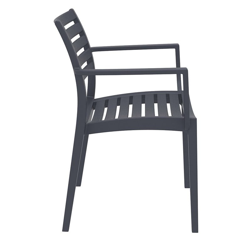 Compamia Artemis Outdoor Patio Dining Arm Chair in Dark Gray