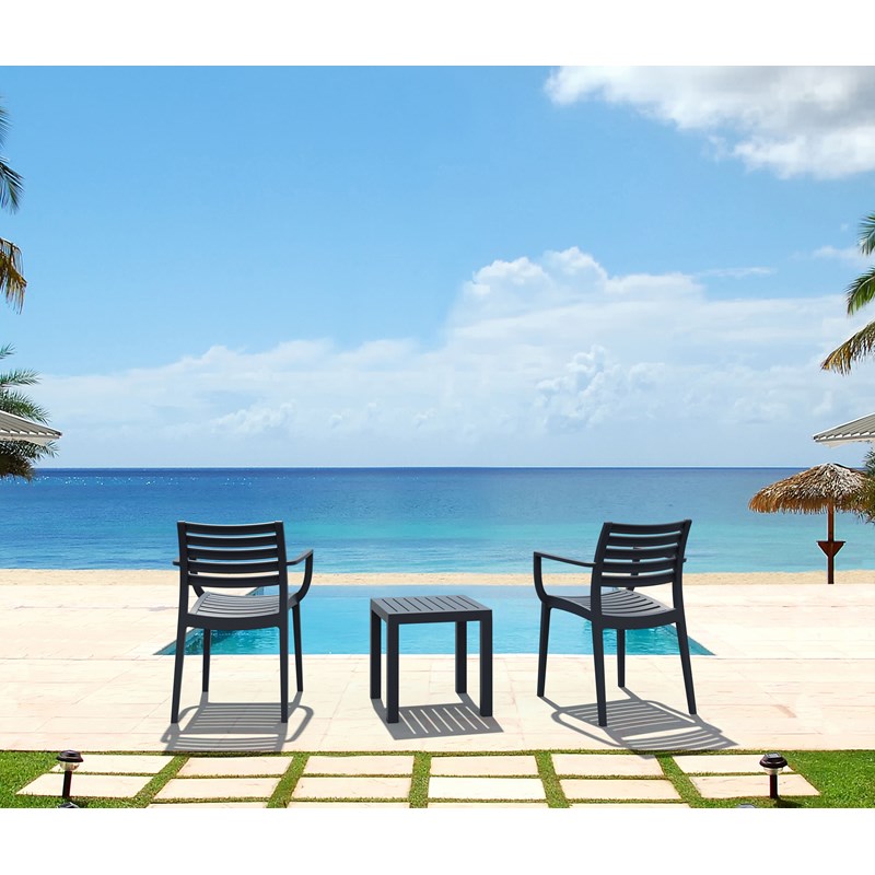 Compamia Artemis Outdoor Patio Dining Arm Chair in Dark Gray