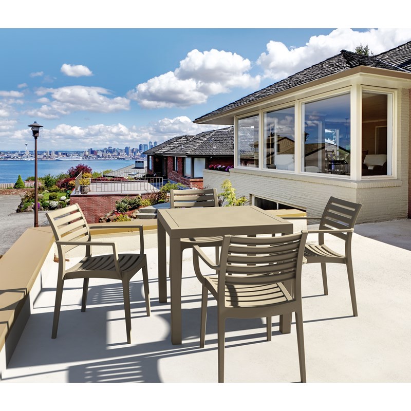 Compamia Artemis Outdoor Patio Dining Arm Chair in Taupe