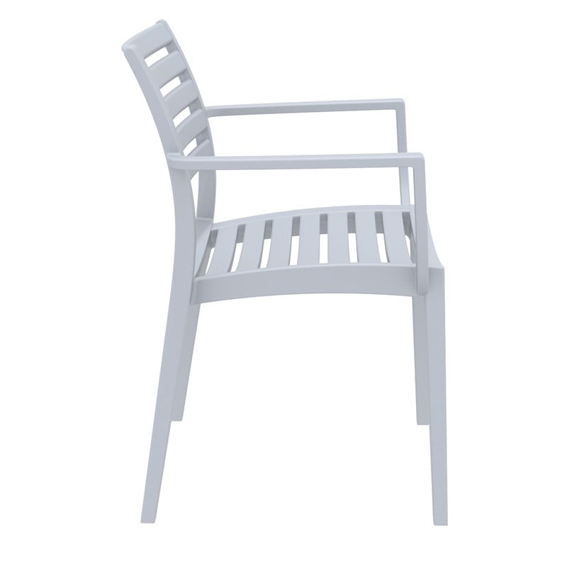 Compamia Artemis Outdoor Patio Dining Arm Chair in Silver Gray