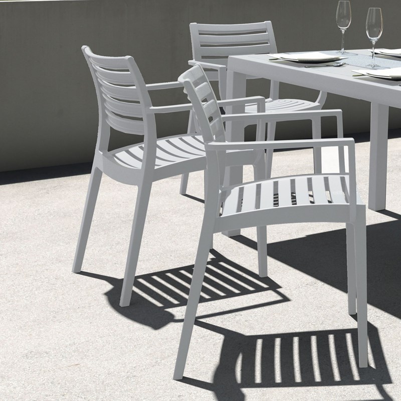 Compamia Artemis Outdoor Patio Dining Arm Chair in Silver Gray