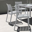 Compamia Artemis Outdoor Patio Dining Arm Chair in Silver Gray