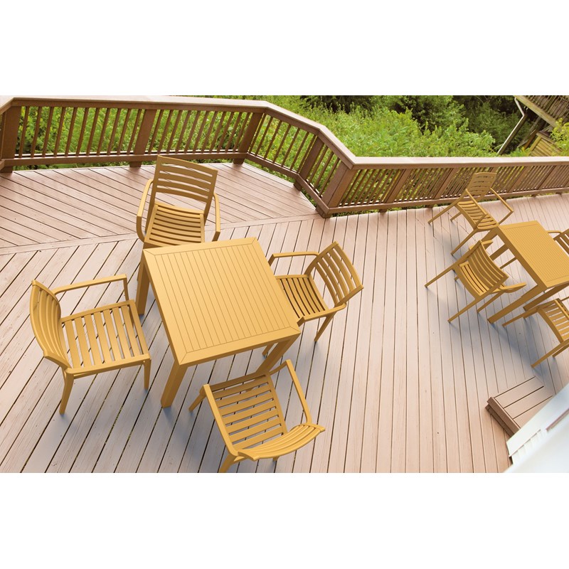 Compamia Artemis Outdoor Patio Dining Arm Chair in Teak Brown