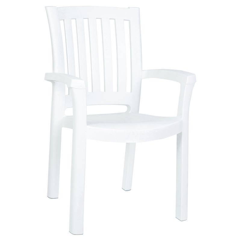 Compamia Sunshine Transitional Resin Patio Dining Arm Chair in White