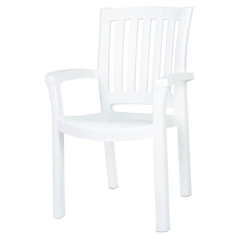 Compamia Sunshine Transitional Resin Patio Dining Arm Chair in White