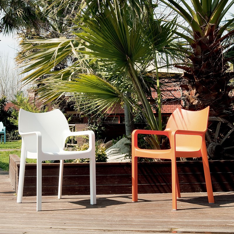 Compamia Diva Resin Outdoor Patio Dining Arm Chair in Black