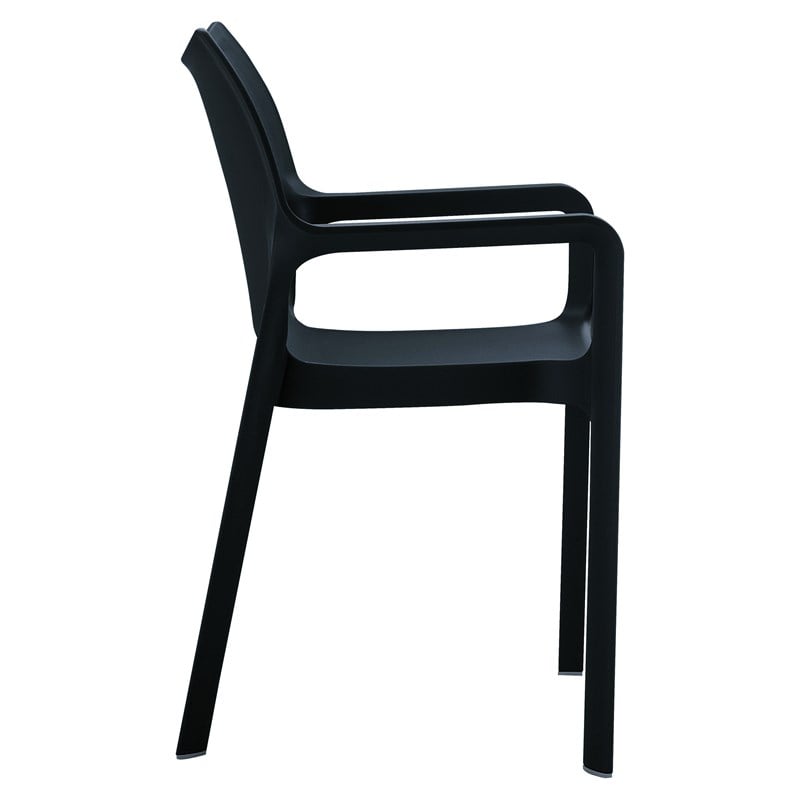 Compamia Diva Resin Outdoor Patio Dining Arm Chair in Black