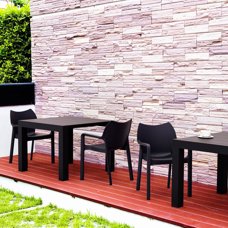 Compamia Diva Resin Outdoor Patio Dining Arm Chair in Black