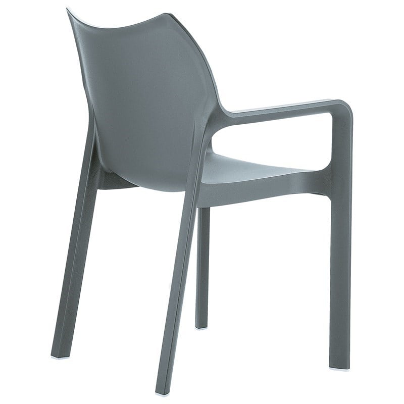 Compamia Diva Resin Outdoor Patio Dining Arm Chair in Dark Gray