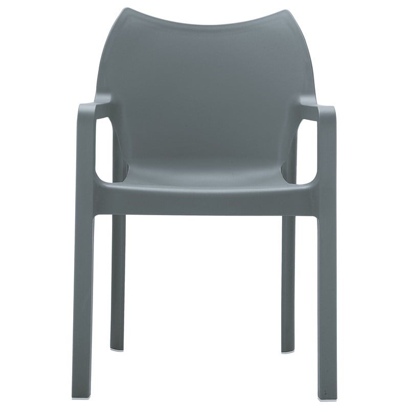Compamia Diva Resin Outdoor Patio Dining Arm Chair in Dark Gray