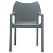 Compamia Diva Resin Outdoor Patio Dining Arm Chair in Dark Gray