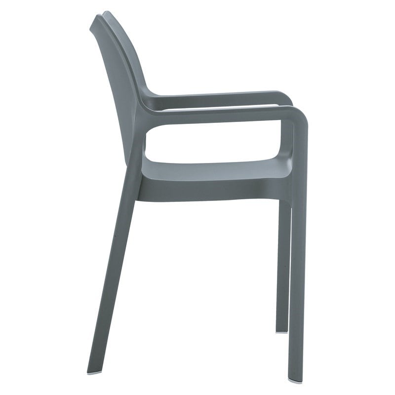 Compamia Diva Resin Outdoor Patio Dining Arm Chair in Dark Gray