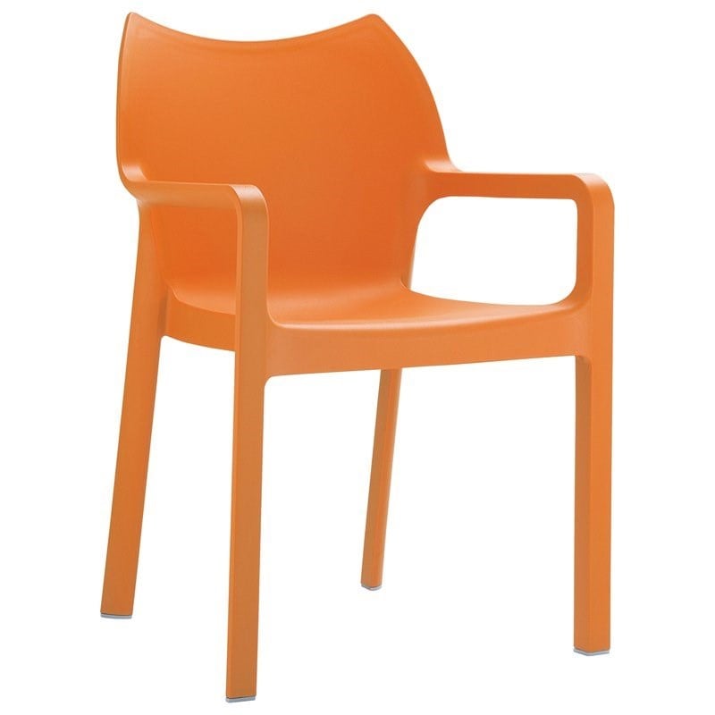Compamia Diva Resin Outdoor Patio Dining Arm Chair in Orange